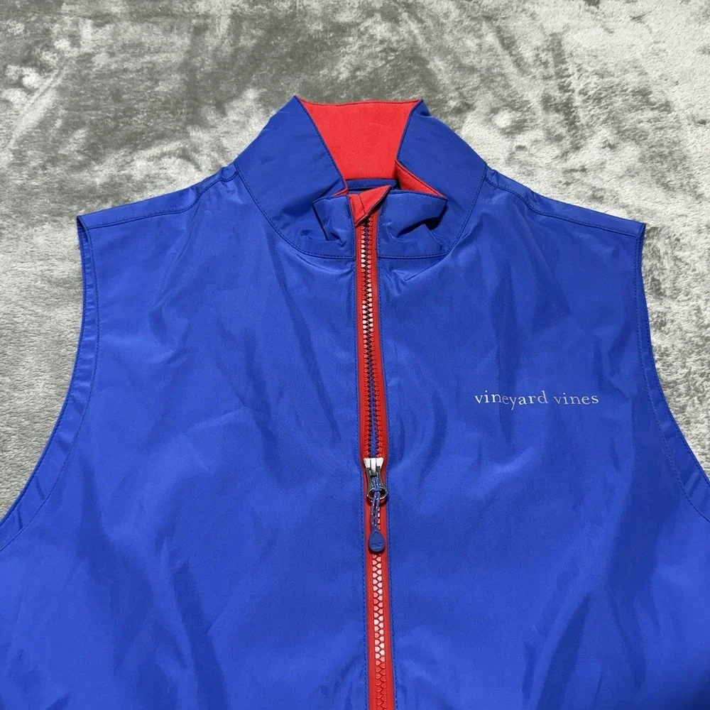 Vineyard Vines Men's XS Performance Vest Blue Full‎ Zip Red Accents Lightweight